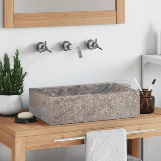 VIDAXL Sink 45x30x12cm Marble High Gloss Grey Vidaxl 8720286300671