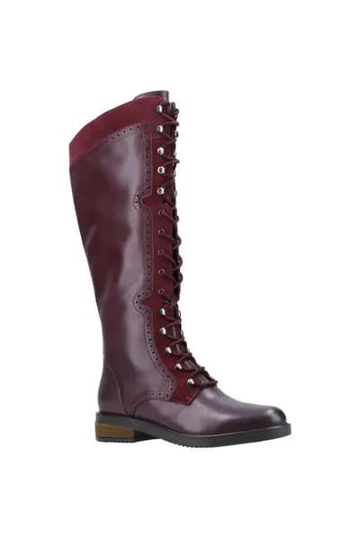 Hush Puppies 'Rudy' Leather and Suede Long Boots Burgundy