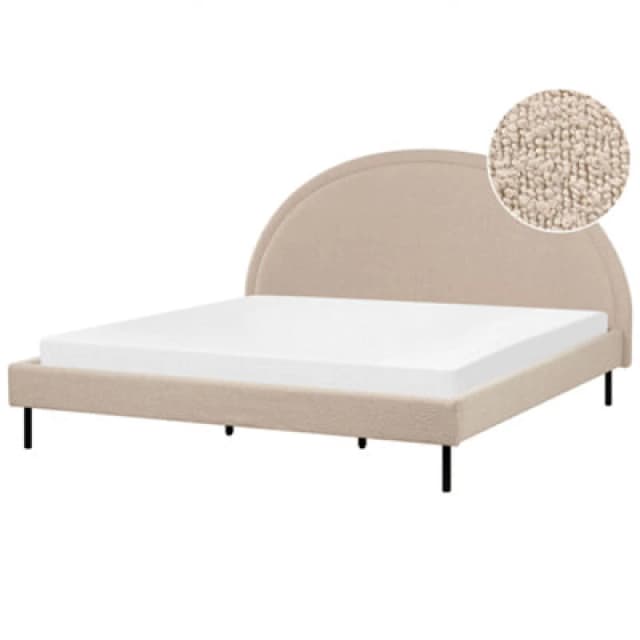 Beliani Bed Boucle Margut 180 X 200 Cm (Eu Super King) Beige