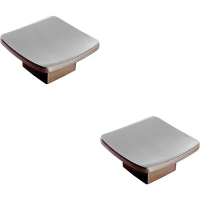 Loops 2x Square Curved Cupboard Door Knob 45 x 45mm Satin Nickel Cabinet Handle Metallics unisex
