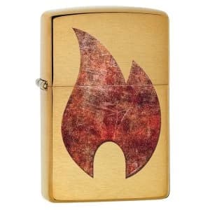 Zippo Rusty Flame Design Brass Regular Windproof Lighter