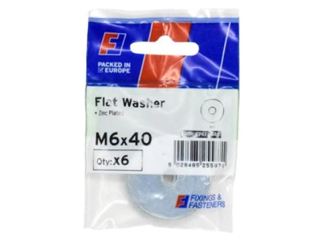 Forgefix Fpkfw640 Flat Washers Zp M6 X 40mm Forgepack 6 Forfpkfw640