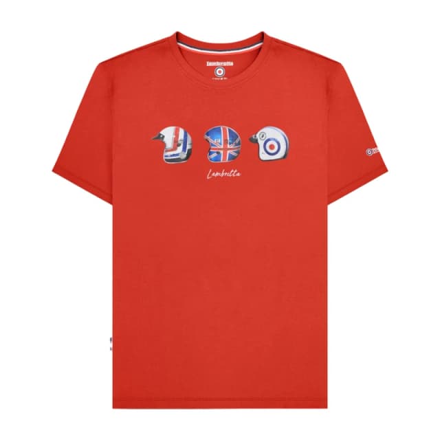 Lambretta Lambretta Men SS25 Helmet T-Shirt in Red Size: Small Red S Male 5063703656344