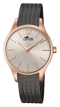 Lotus Womens Grey Mesh Bracelet Sunray Rose Gold Dial Watch
