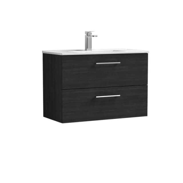 Balterley Bathroom 2 Soft Close Drawer, Wall Hung Vanity Unit, Black, 800mm in Black Unisex