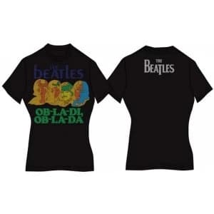 The Beatles Sgt Pepper Band & Drum Ladies Natural T Shirt: