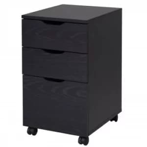 HOMCOM Particle Board 3-Drawer Home Office File Cabinet w/ Wheels Black Oak Tone