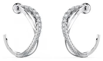 Swarovski Twist Hoop Pierced Earrings Rhodium Plated Jewellery