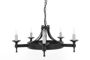 Saxon 5 Light Black Gold Ceiling Pendant Light