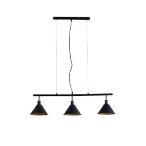 Brisner Matt Black and Gold 3 Way Pendant Ceiling Light