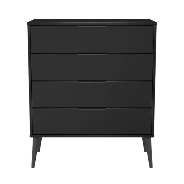 Hong Kong Ready Assembled Matt Black 4 Drawer Wide Chest (H)885mm (W)765mm (D)415mm