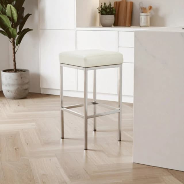 Premier Housewares Interiors by Premier Baina Pu Finish Bar Chair White