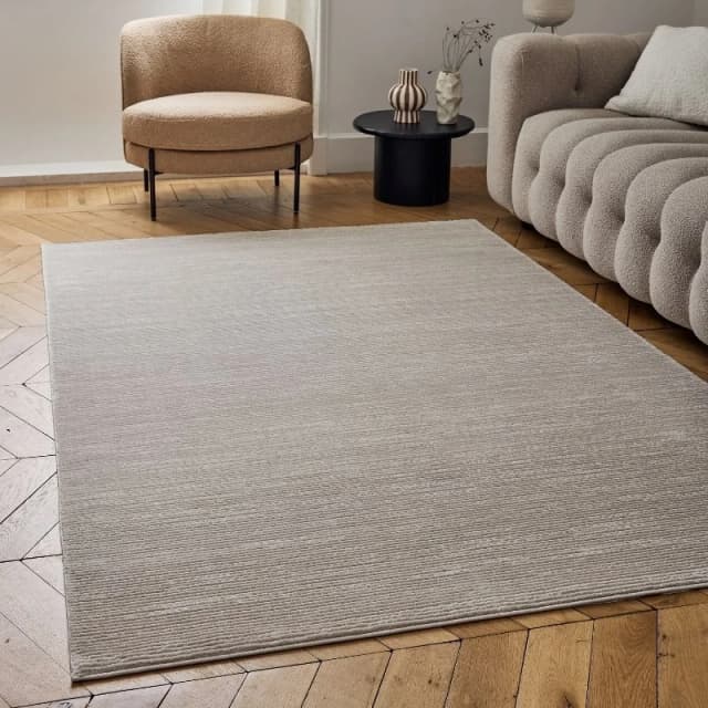 THE RUGS Carmel Modern Area Rug & Runner Striped Design Stain Resistant in Beige Size: 80cm x 150cm Beige Unisex 80cm x 150 cm