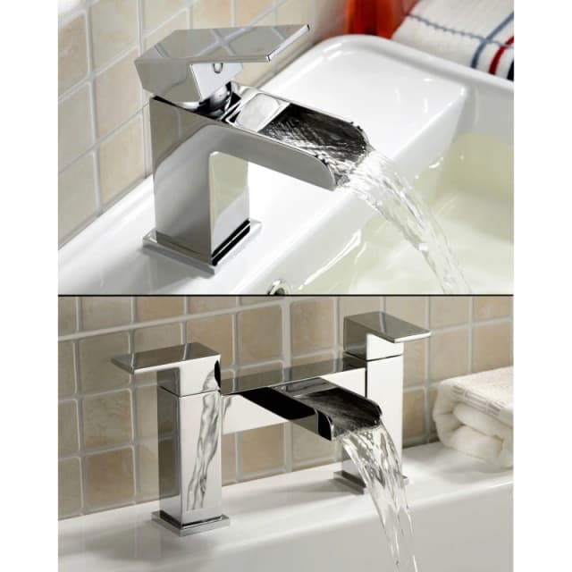 Nes Home Chrome Origin Waterfall Basin Mono Mixer Tap & Bath Filler Mixer Tap in Silver Silver Unisex