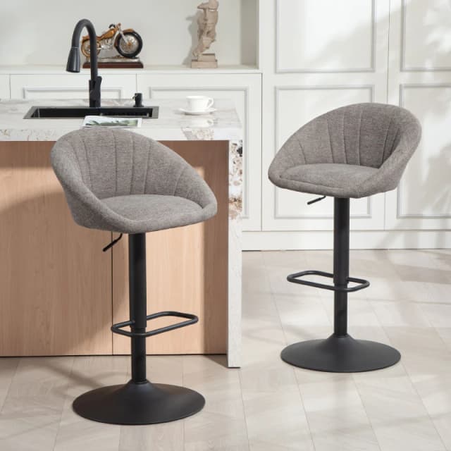HOMCOM HOMCOM Bar Stools Set of 2 Swivel Height Adjustable Barstools with Backrest in Grey Grey One Size Unisex 5063603192454
