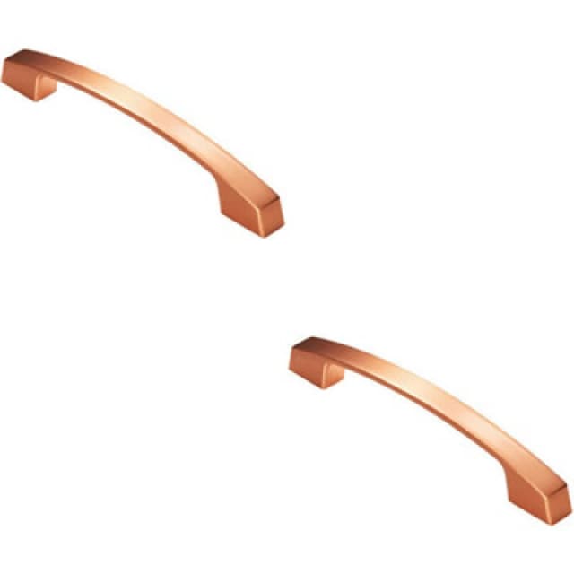 Loops 2x Curved Flat Faced Cupboard Pull Handle 160mm Fixing Centres Satin Copper Copper unisex
