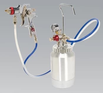 Sealey HVLP-79/P HVLP Pressure Pot System Spray Gun & Hoses 1.7mm Set-Up