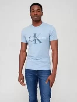 Calvin Klein Jeans Seasonal Monologo T-Shirt - Light Blue, Size L, Men