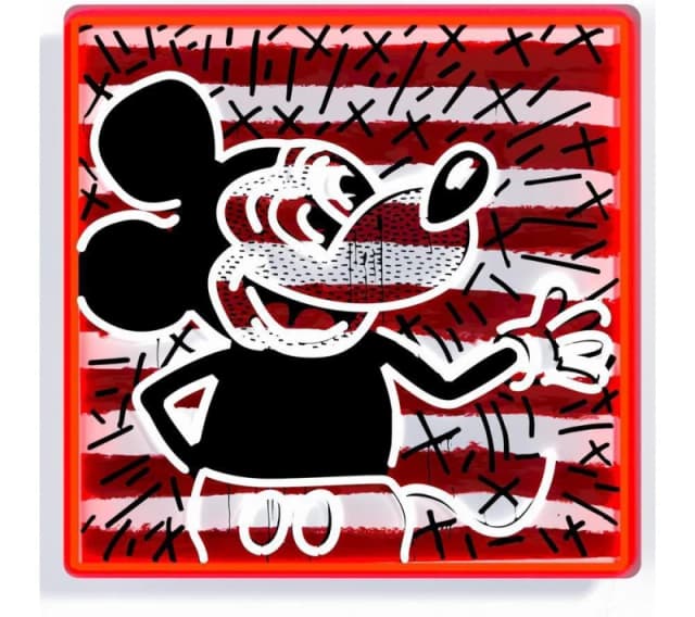 YELLOWPOP Disney x Keith Haring Mickey Mouse LED Wall Lamp - Red, White & Black 5060813391844