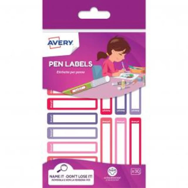 Avery Stationery Pen Labels 50mm x 10mm Pink And Purple (Pack 30) - RESMI30F.UK