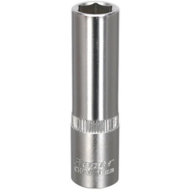 Loops 11mm Forged Steel Deep Drive Socket - 3/8" Square Drive - Chrome Vanadium Socket Metallics