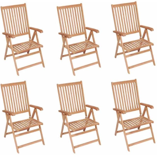 VIDAXL Reclining Garden Chairs 6 pcs Solid Teak Wood Vidaxl 8720286297742