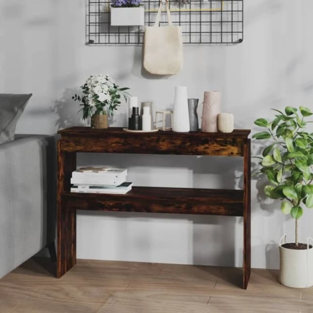 VIDAXL Console Table Smoked Oak 102x30x80cm Engineered Wood Vidaxl 8720286932810