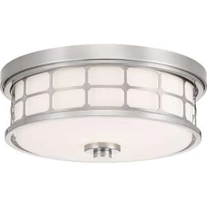 2 Light Flush Mount - Brushed Nickel Finish, E27
