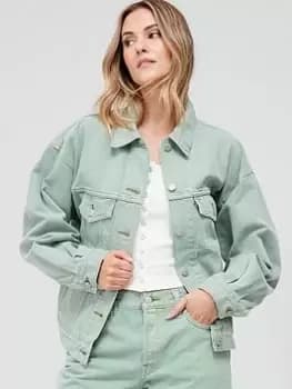 Levis 90's Trucker Denim Jacket - Botanical Oak Leaf Trucker, Green Size M Women