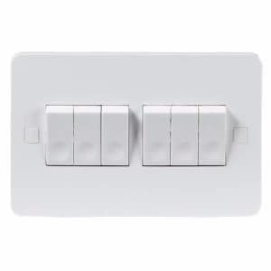 KnightsBridge Pure 4mm 10A White 6G 2 Way 230V Electric Wall Plate Switch