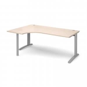 TR10 Left Hand Ergonomic Desk 1800mm - Silver Frame maple Top
