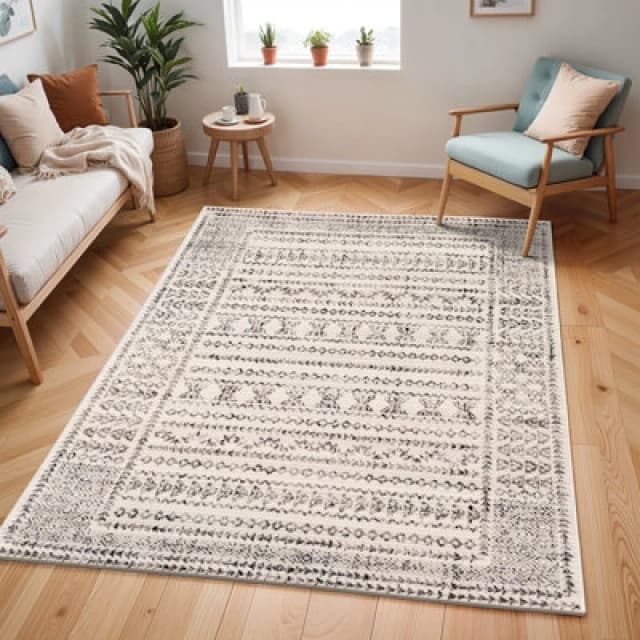 Livabliss Scandi Geometric Light Grey Olimpia Area Rug 130 X 170 Cm - Easy Care, Non Shedding, Ideal For Living Room & Bedroom
