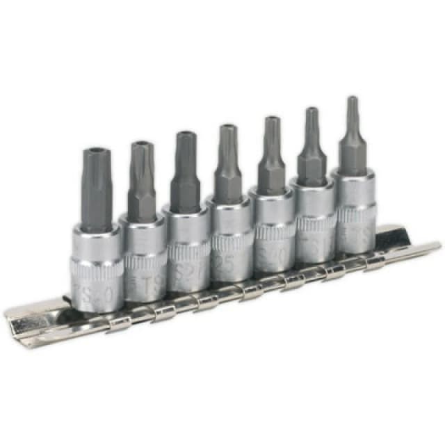 Loops 7pc TRX Star SECURITY Socket Bit Set - 1/4" Square Drive - TS10 to TS40 S2 Steel Metallics