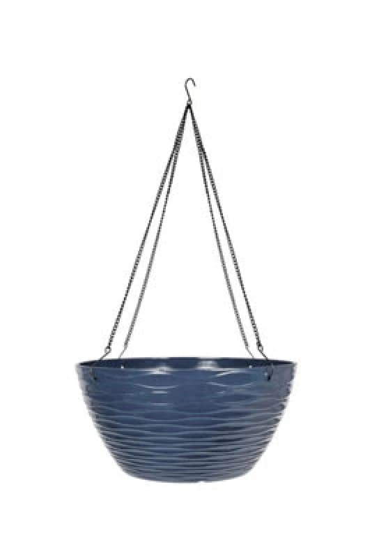La Hacienda Pot Planter Indoor Or Outdoor Lightweight Recycled Plastic Garden Windermere Hanging Basket - L35 X W35 X H17cm - Blue