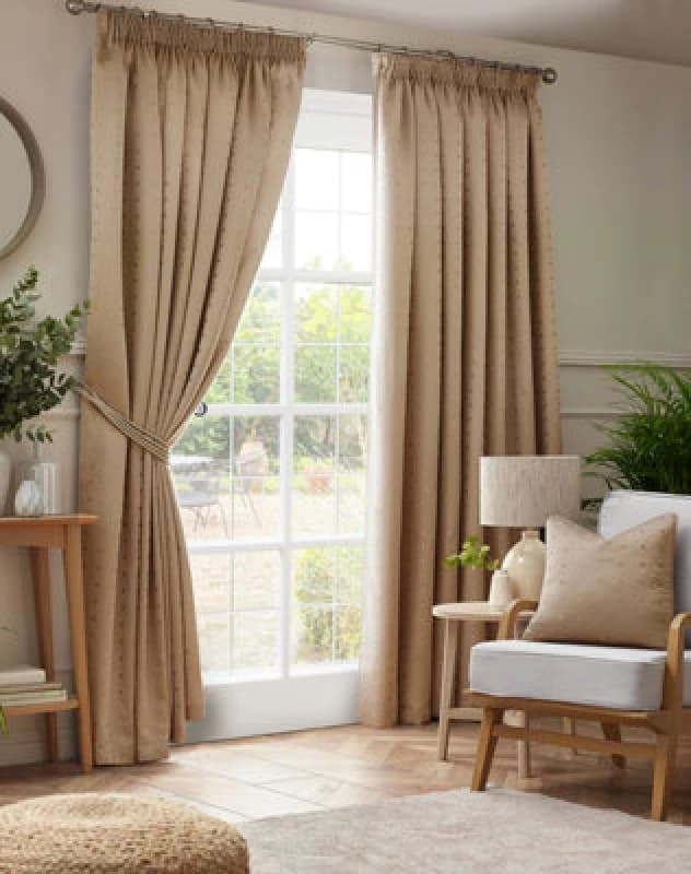 Luxury Living Adi Lined Pencil Pleat Curtains Beige