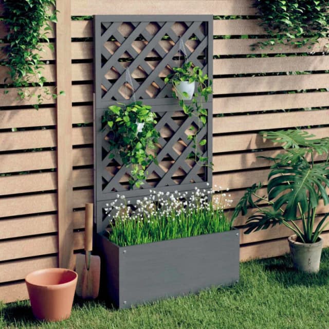 VIDAXL Trellis Planter Grey 65x33x135cm wpc Vidaxl 362577