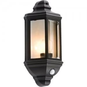 KnightsBridge Die Cast Aluminium Clear Glass Wall Lantern with PIR