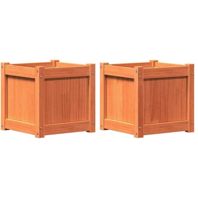 vidaXL Garden Planters 2pc Wax Brown Solid Wood Pine, Brown 837409