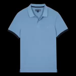 Men Cotton Pique Polo Shirt Solid - Palatin - Blue - Size XL - Vilebrequin