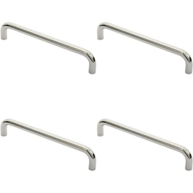 Loops 4x Round D Bar Pull Handle 319 x 19mm 300mm Fixing Centres Bright Steel Metallics unisex