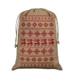 Grindstore Hessian Reindeer Christmas Santa Sack (One Size) (Brown/Red)