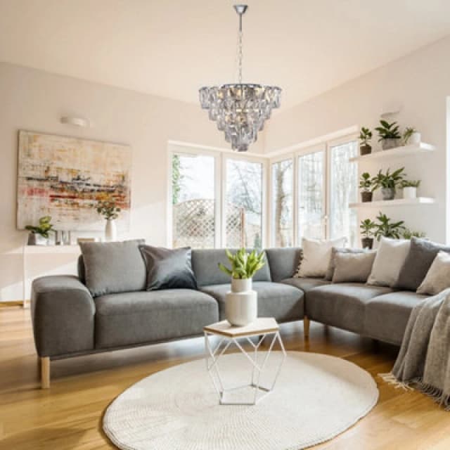 Milagro Chelsea Chandelier 50cm Crystal And Chrome Centrepiece Silver unisex