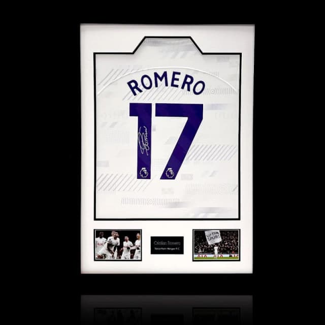 The Fan Cave Cristian Romero Signed Tottenham Hotspur Shirt Pre White unisex 850mm x 60