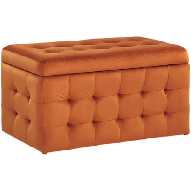 Beliani Storage Ottoman Michigan Velvet Orange