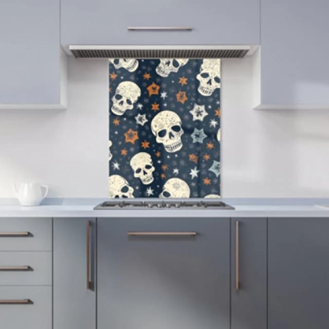 Warren Reed Designer Skulls And Stars Kitchen Splashback