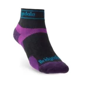 Bridgedale TRAIL RUN Ultralight T2 Merino Sport Low Womens - Medium Charcoal / Purple