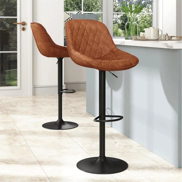 Kabinet UK 2-Set PU Leather Counter Swivel Height Bar Stools Black Brown unisex One size