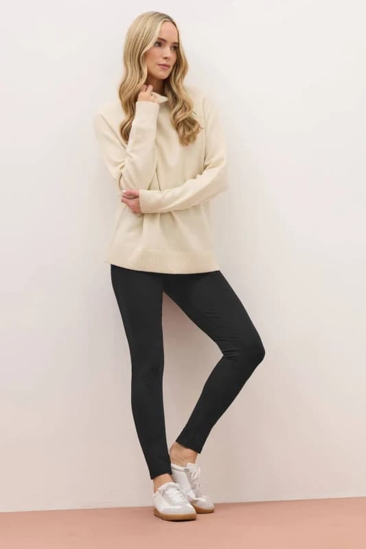 Long Tall Sally Womens Tall Cotton Stretch Leggings in Black Size: 24 Black Female 24