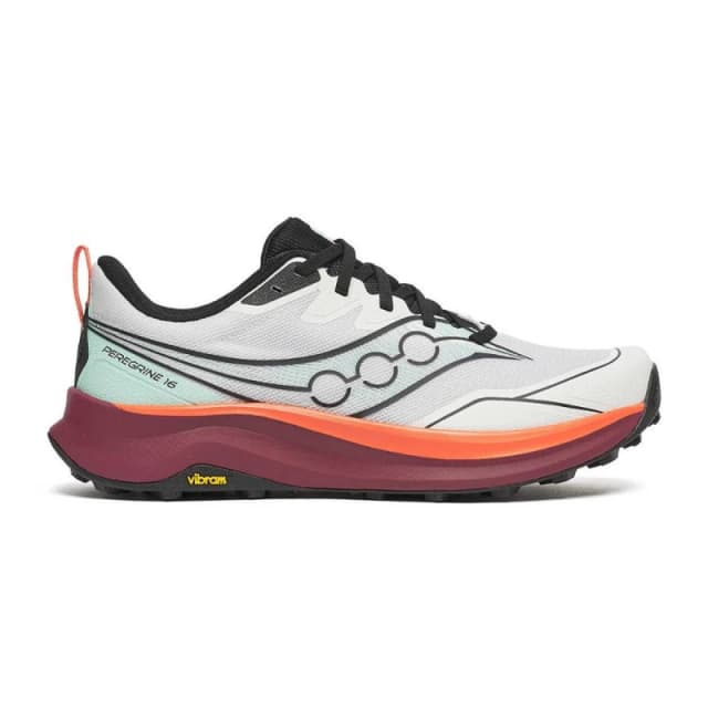 Saucony Peregrine 16 Shoes White Garnet SS26, Size 42 - EUR