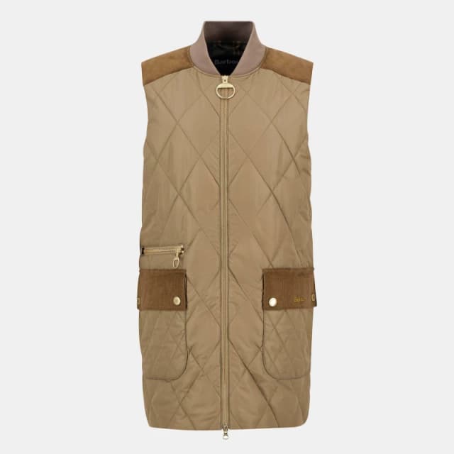 Barbour Womens Lydia Diamond Quilted Sleeveless Gilet Brown/Tartan female 8 (XS)